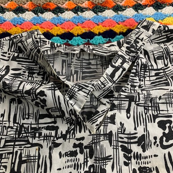 Vintage Handmade Cape Sleeve Criss-Cross Back Cotton MCM Abstract Patter… - Picture 6 of 13